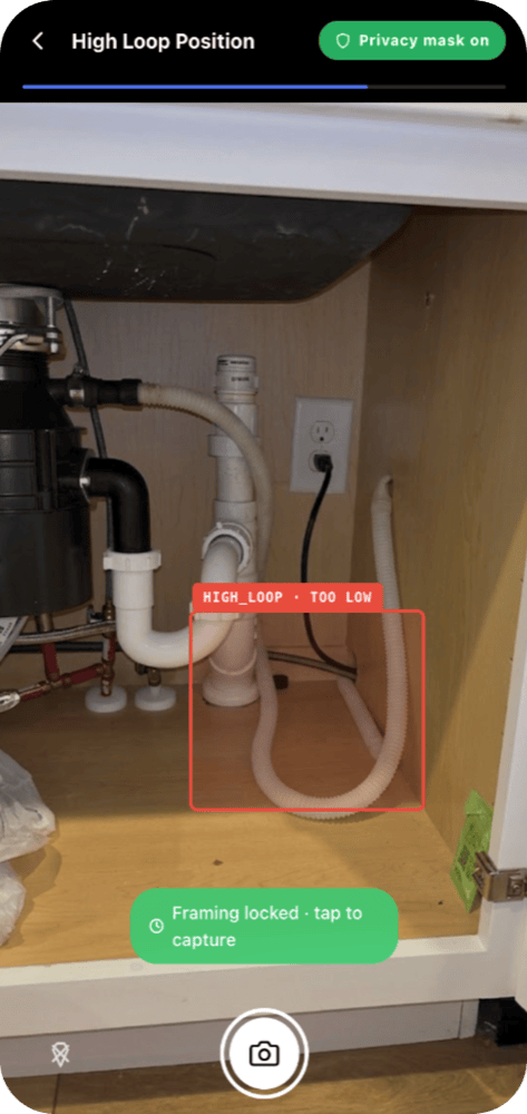 On-site guided photo capture with computer-vision verification and privacy mask